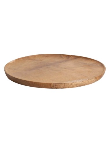 Plato redondo para servir de madera de teca 38 cm Ø